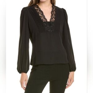 New Vince Camuto Lace Neckline Sheer Blouse, NWT, Sz. Small